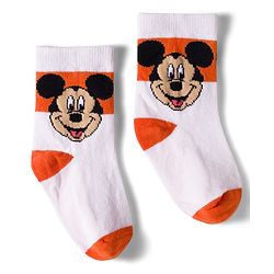 Cute Walk by Babyhug Disney  Non Terry Knit Anti-Bacterial Anklet Length Socks with Mickey Mouse Graphic Pack of 3 - White