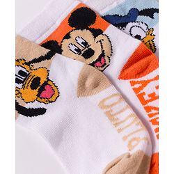 Cute Walk by Babyhug Disney  Non Terry Knit Anti-Bacterial Anklet Length Socks with Mickey Mouse Graphic Pack of 3 - White