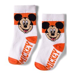 Cute Walk by Babyhug Disney  Non Terry Knit Anti-Bacterial Anklet Length Socks with Mickey Mouse Graphic Pack of 3 - White