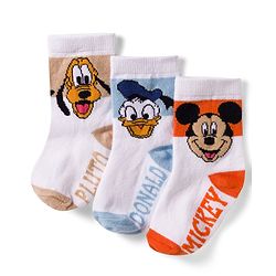 Cute Walk by Babyhug Disney  Non Terry Knit Anti-Bacterial Anklet Length Socks with Mickey Mouse Graphic Pack of 3 - White