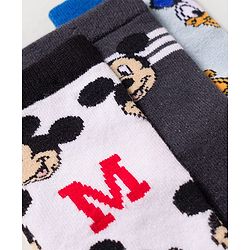 Cute Walk by Babyhug Disney Knit Ankle Length Antibacterial Socks with Mickey Mouse Design Pack of 3 - Multicolor