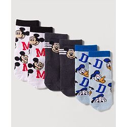 Cute Walk by Babyhug Disney Knit Ankle Length Antibacterial Socks with Mickey Mouse Design Pack of 3 - Multicolor