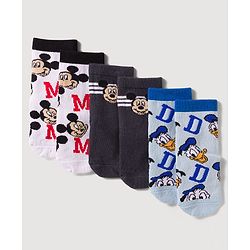 Cute Walk by Babyhug Disney Knit Ankle Length Antibacterial Socks with Mickey Mouse Design Pack of 3 - Multicolor