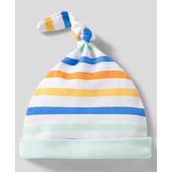 Babyhug 100% Cotton Knit Striped & Star Printed Caps Pack of 2 Multicolor - Diameter 17 cm