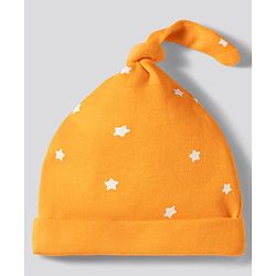 Babyhug 100% Cotton Knit Striped & Star Printed Caps Pack of 2 Multicolor - Diameter 17 cm