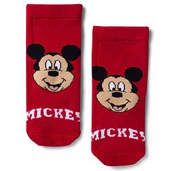 Cute Walk by Babyhug Disney Non Terry Knit Anti-Bacterial Ankle Length Socks with Mickey Mouse Graphic Pack of 3 - Red & Yellow