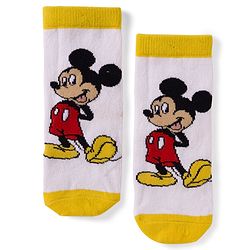 Cute Walk by Babyhug Disney Non Terry Knit Anti-Bacterial Ankle Length Socks with Mickey Mouse Graphic Pack of 3 - Red & Yellow