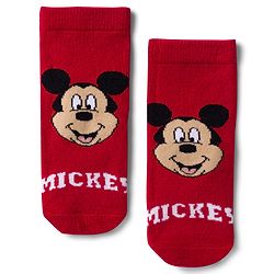 Cute Walk by Babyhug Disney Non Terry Knit Anti-Bacterial Ankle Length Socks with Mickey Mouse Graphic Pack of 3 - Red & Yellow