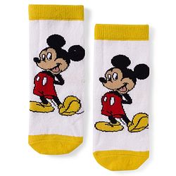 Cute Walk by Babyhug Disney Non Terry Knit Anti-Bacterial Ankle Length Socks with Mickey Mouse Graphic Pack of 3 - Red & Yellow