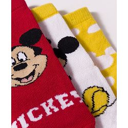 Cute Walk by Babyhug Disney Non Terry Knit Anti-Bacterial Ankle Length Socks with Mickey Mouse Graphic Pack of 3 - Red & Yellow