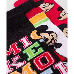 Cute Walk by Babyhug Disney Knit Ankle Length Antibacterial Socks with Mickey Mouse Design Pack of 3 - Multicolor