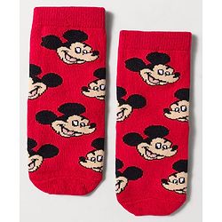 Cute Walk by Babyhug Disney Knit Ankle Length Antibacterial Socks with Mickey Mouse Design Pack of 3 - Multicolor