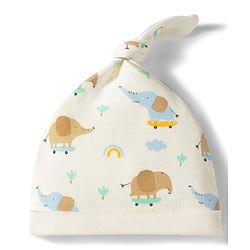 Babyhug 100% Cotton Knit Striped & Animal Printed Caps Pack of 2 Multicolor - Diameter 17 cm