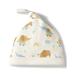 Babyhug 100% Cotton Knit Striped & Animal Printed Caps Pack of 2 Multicolor - Diameter 17 cm