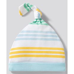 Babyhug 100% Cotton Knit Striped & Dino Printed Caps Pack of 2 Multicolor - Diameter 17 cm