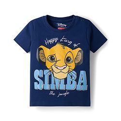 Babyhug Disney Single Jersey Knit Half Sleeves T-Shirt with Simba Graphics - Navy Blue