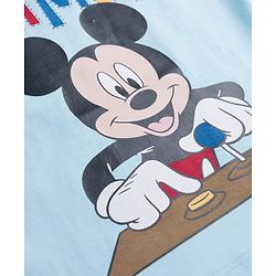 Babyhug Disney Single Jersey Knit Half Sleeves T-Shirt with Mickey Mouse Graphic - Light Blue