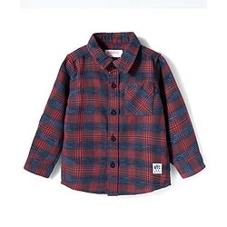 Babyhug Cotton Woven Full Sleeves Checkered Shirt - Red
