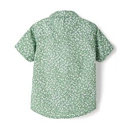 Babyhug Cotton Woven Half Sleeves Shirt with Floral Print - Sea Green