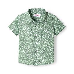 Babyhug Cotton Woven Half Sleeves Shirt with Floral Print - Sea Green