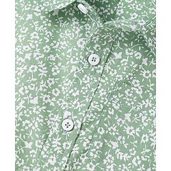 Babyhug Cotton Woven Half Sleeves Shirt with Floral Print - Sea Green