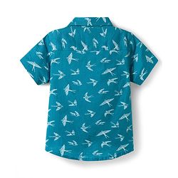 Babyhug Cotton Woven Half Sleeves Shirt With Bird Print - Blue