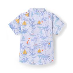 Babyhug Cotton Woven Half Sleeves Shirt With Boat Print - White