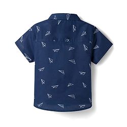 Babyhug Cotton Woven Half Sleeves Aeroplane Printed Shirt- Navy Blue