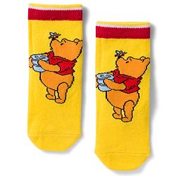 Cute Walk by Babyhug Disney Non Terry Knit Anti-Bacterial Ankle Length Socks with Winnie the Pooh Graphic Pack of 3 - Yellow & White
