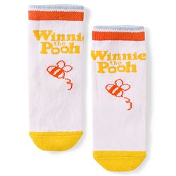 Cute Walk by Babyhug Disney Non Terry Knit Anti-Bacterial Ankle Length Socks with Winnie the Pooh Graphic Pack of 3 - Yellow & White