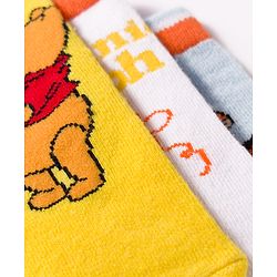 Cute Walk by Babyhug Disney Non Terry Knit Anti-Bacterial Ankle Length Socks with Winnie the Pooh Graphic Pack of 3 - Yellow & White