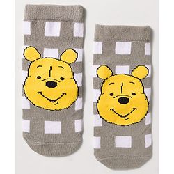 Cute Walk by Babyhug Disney Knit Ankle Length Antibacterial Socks with Winnie the Pooh Design Pack of 3 - Multicolor