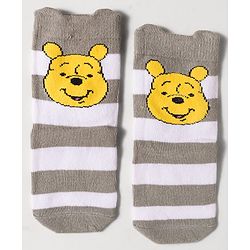 Cute Walk by Babyhug Disney Knit Ankle Length Antibacterial Socks with Winnie the Pooh Design Pack of 3 - Multicolor