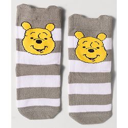 Cute Walk by Babyhug Disney Knit Ankle Length Antibacterial Socks with Winnie the Pooh Design Pack of 3 - Multicolor