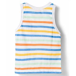 Babyhug Single Jersey 100% Cotton Dino & Star Printed Sleeveless Sandos Pack of 3 - Multicolour