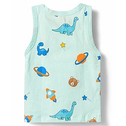 Babyhug Single Jersey 100% Cotton Dino & Star Printed Sleeveless Sandos Pack of 3 - Multicolour