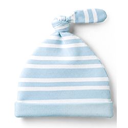 Babyhug 100% Cotton Interlock Knit Half Sleeves Striped Onesies & Cap With Sea Life Theme - Light Blue