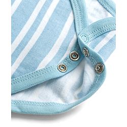 Babyhug 100% Cotton Interlock Knit Half Sleeves Striped Onesies & Cap With Sea Life Theme - Light Blue