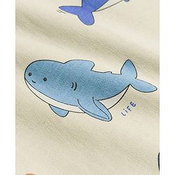 Babyhug 100% Cotton Knit Sea Life Printed Onesies With Cap - Multicolor