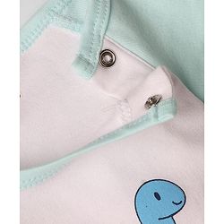 Babyhug 100% Cotton Interlock Knit Half Sleeves Onesie & Diaper Legging With Dino & Rocket Print - Multicolor