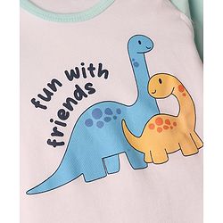 Babyhug 100% Cotton Interlock Knit Half Sleeves Onesie & Diaper Legging With Dino & Rocket Print - Multicolor