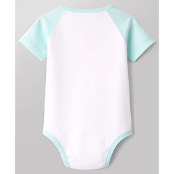 Babyhug 100% Cotton Interlock Knit Half Sleeves Onesie & Diaper Legging With Dino & Rocket Print - Multicolor