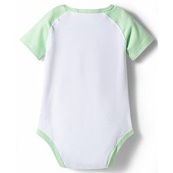 Babyhug 100% Cotton Interlock Knit Half Sleeves Onesie & Striped Diaper Leggings With Cap Mittens Booties & Animal Print - Multicolor