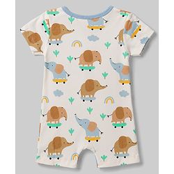 Babyhug 100% Cotton Interlock Knit Half Sleeves Romper With Animal Print Pack of 2 - Multicolor