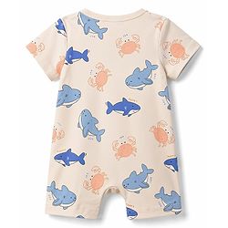 Babyhug 100% Cotton Interlock Knit Half Sleeves Romper With Sea Life Print Pack of 2 - Multicolor
