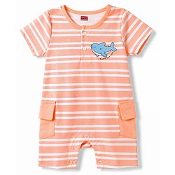 Babyhug 100% Cotton Interlock Knit Half Sleeves Romper With Sea Life Print Pack of 2 - Multicolor