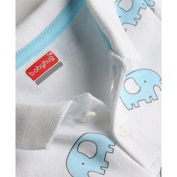 Babyhug 100% Cotton Knit Half Sleeves Romper with Elephant Print - Multicolor
