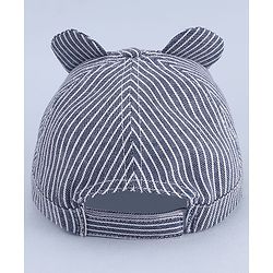 Babyhug Woven Striped Baseball Cap With Text Embroidery & Applique Blue - Diameter 17 cm