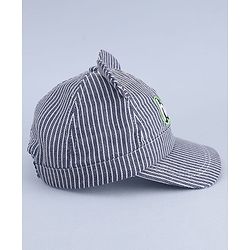 Babyhug Woven Striped Baseball Cap With Text Embroidery & Applique Blue - Diameter 17 cm