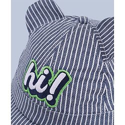 Babyhug Woven Striped Baseball Cap With Text Embroidery & Applique Blue - Diameter 17 cm